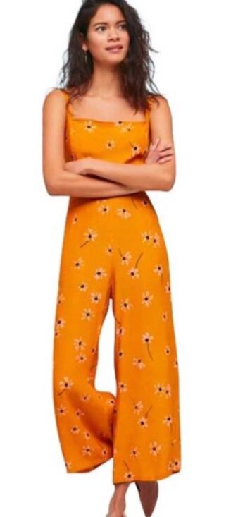 Faithfull the Brand Pants - Faithful The Brand Anthropologie Golden Floral Playa Tie Back Jumpsuit Size XS